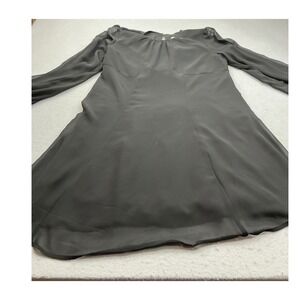 Eva Mendez Black Chiffon Mini Dress Lng Sheer Sleeve Keyhole Back Size 6 Elegant